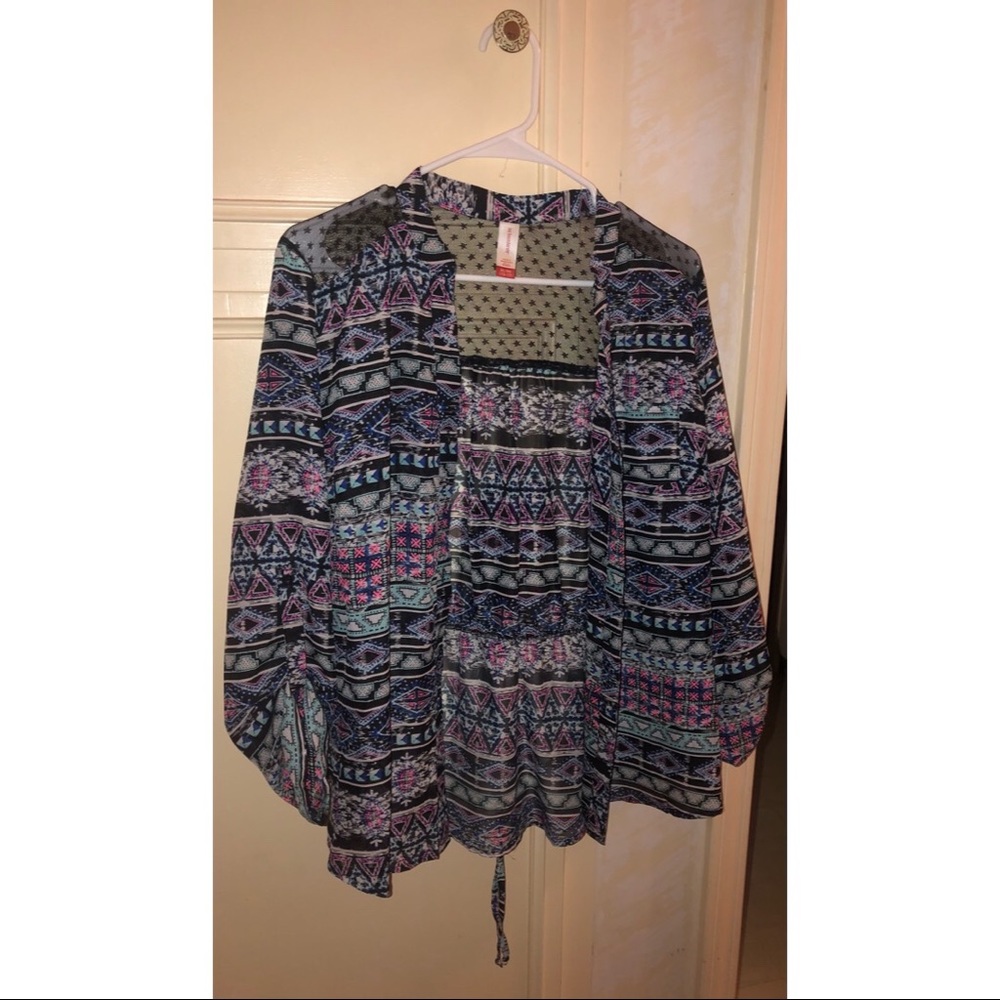 Patterned Button Down Blouse